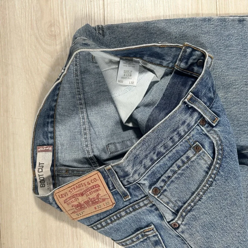 VTG Levis 517 Jeans Mens 32x32 Blue Boot Cut Light Wash Denim Western Rockabilly - Picture 4 of 8